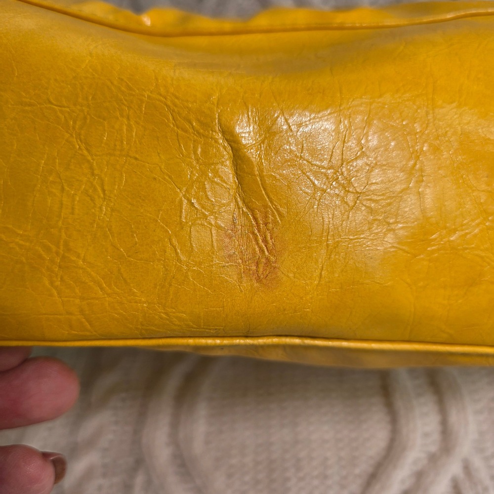 Maxx New York Large Shoulder Bag Bright Yellow‎ Faux Leather Leopard Lining - Picture 7 of 13